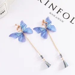 Grace Jun-pendientes con Clip geométrico para mujer, aretes sin perforaciones, 16 colores a elegir, Perla simulada de cristal, esmalte, corazón, estrella, mariposa