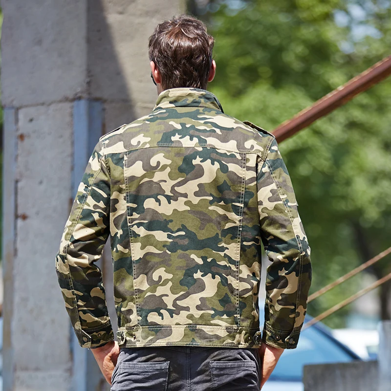 Fashion men\'s long sleeve jacket military style camouflage jacket male youth Autumn men 100% cotton Canvas multi pocket coat