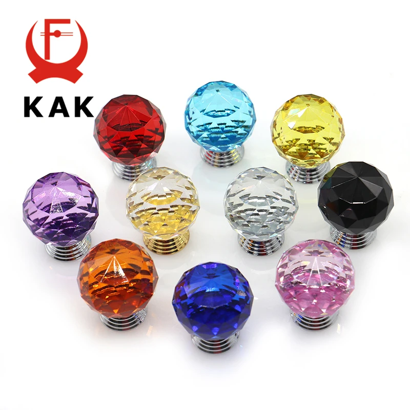 KAK 30mm Crystal Glass Knobs Cabinet Handles Colorful Crystal Ball Cupboard Pulls Drawer Knobs Kitchen Furniture Handle Hardware - Image 3