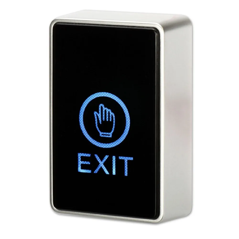 Door Exit Button Blue Lighting Black Color for Access Control Touch Release Switch