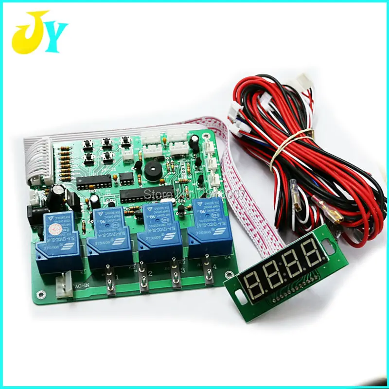 JY-21 multi function 4 digits coin operated timer board for 1-4 devices machines, time control pcb with all wires