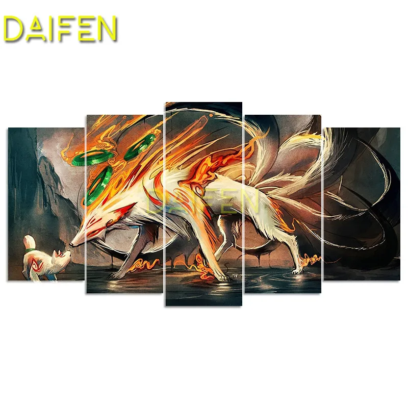 

Full Square Diamond painting nine tail fox love fire Full Round Diamond mosaic 5D DIY Diamond embroidery Cross stitch dragon