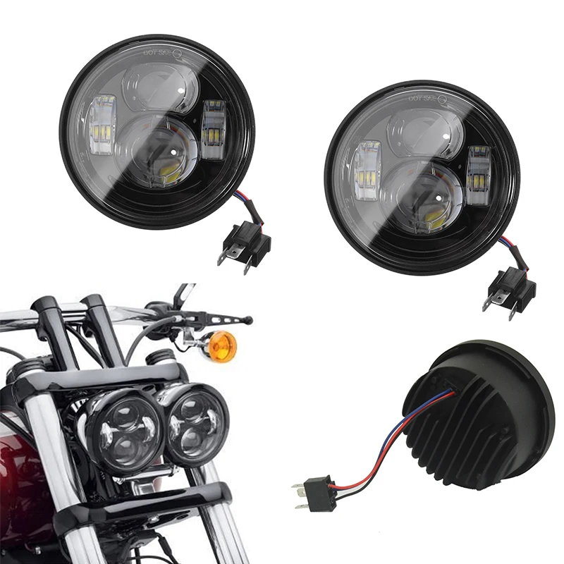 

LED Motorcycle Headlights Headlamp For Harley Dyna Fat Bob FXDF 2008-2016 Black/Chrome 4.5 Inch High Low Beam FatBob Headlight