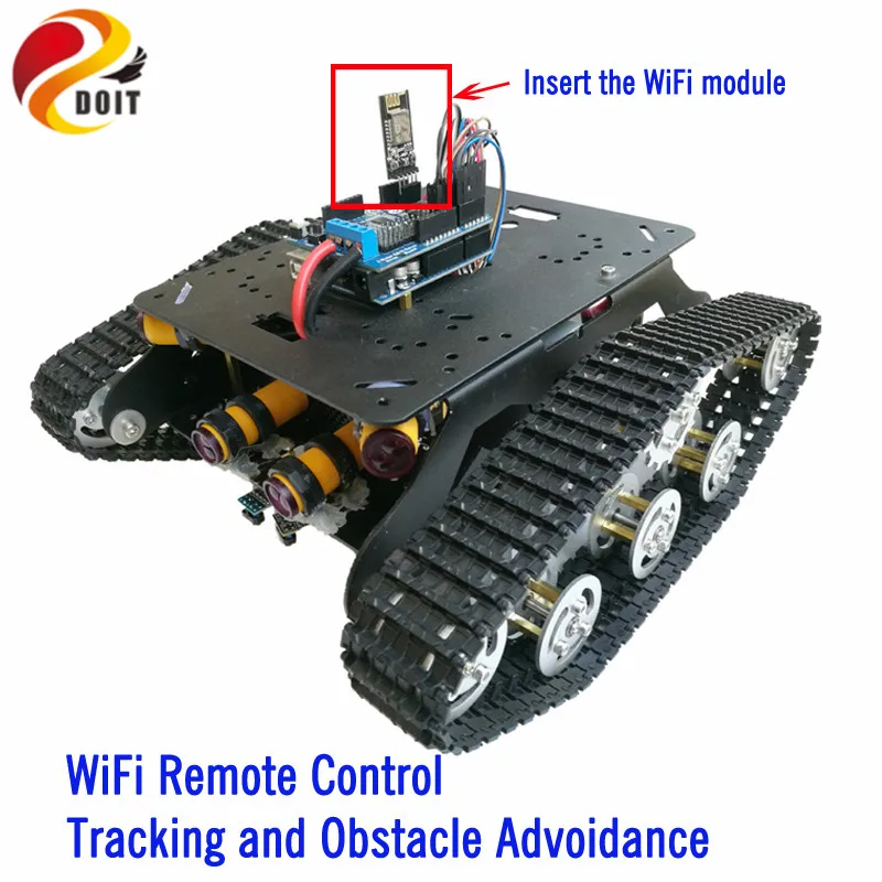 DOIT TSD300 Bluetooth/WiFi Control Crawler Tank Car Chassis with Tracking and Obstacle Avoidance RC Remote Toy