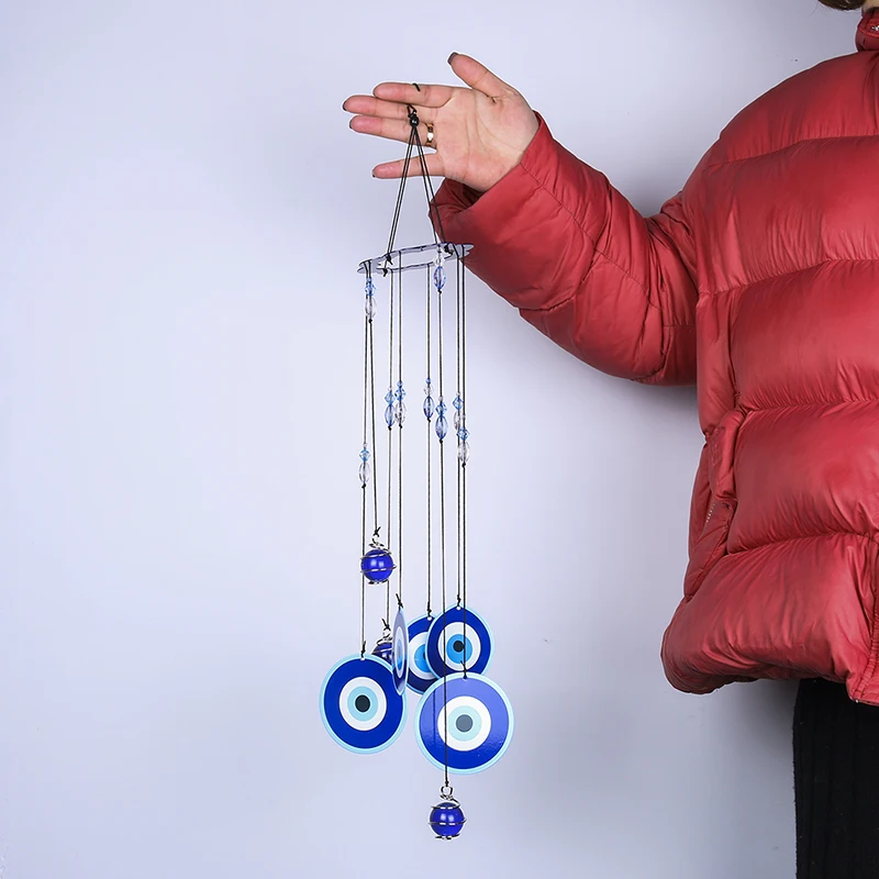 H&D Turkish Wind Chimes Blue Turkey Evil Eye Amulet Protection Wall Hanging Home Garden Decoration Blessing Gift Lucky Pendant