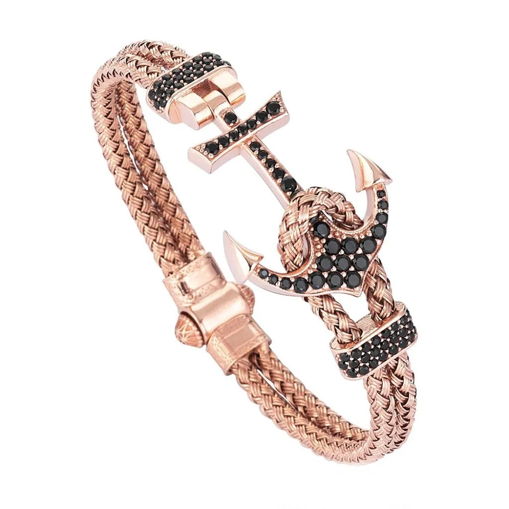 Unique Bracelet Stainless Steel Jewelry  Atolyestone Artillery WIith Anchor magnetic clasp Bangles