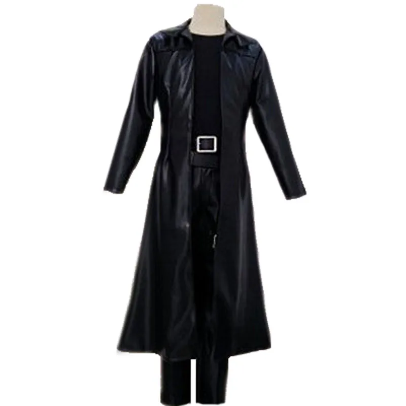 Matrix Neo Cosplay Costume Black Trench coat Full Set made PU