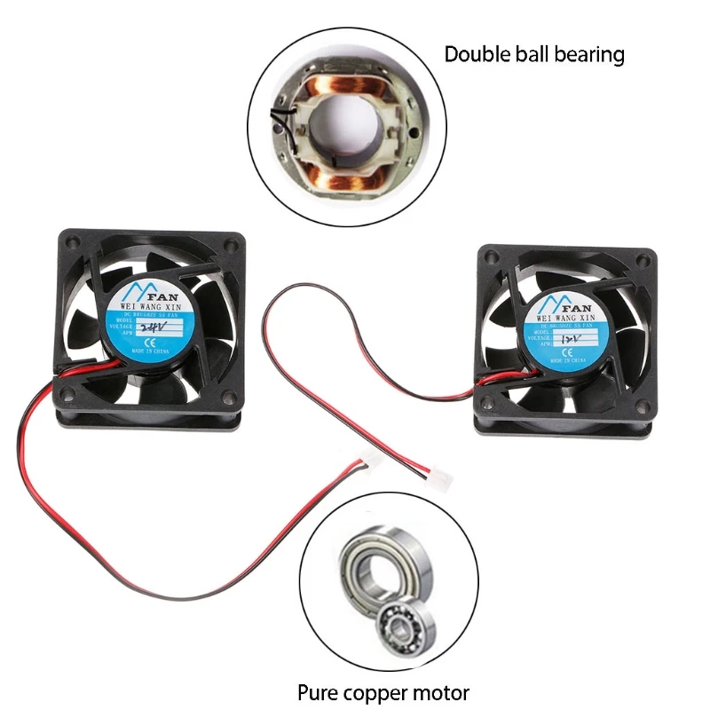 

60mmx60mmx25mm DC 12V 24V 2-Pin Cooler Brushless PC CPU Case Cooling Fan 6025