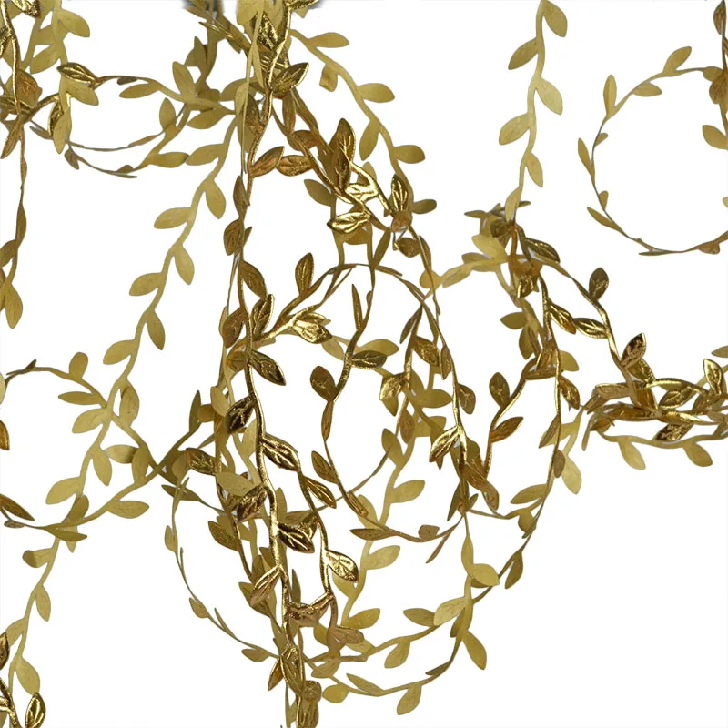10Meters Gold Leaves Vine Artificial Silk Leaf Handmade Scrapbooking Craft Wreath Wedding Party Decor Fake Flower Rattan Garland image 3