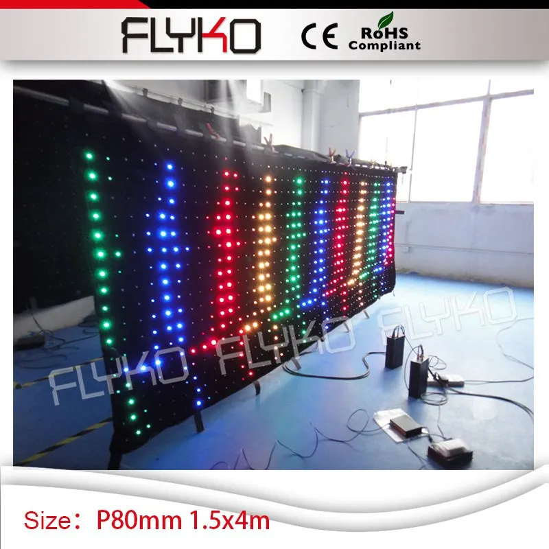 bar dj led backdrop 1.5m x 4m curtain screen foldable video display P80mm led curtain