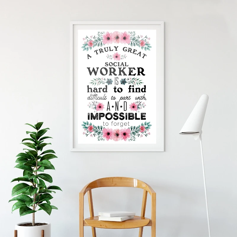 Great Social Worker Gift Appreciation Print And Poster Goodbye Work Inspirational Quote Canvas Painting Office Wall Art Decor