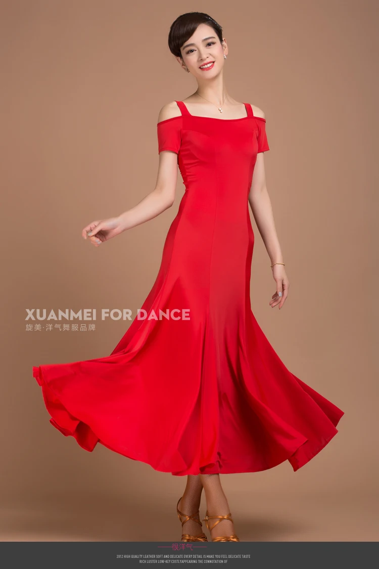 

red waltz Latin salsa tango rumba Quick step Fox trot competition dance dress