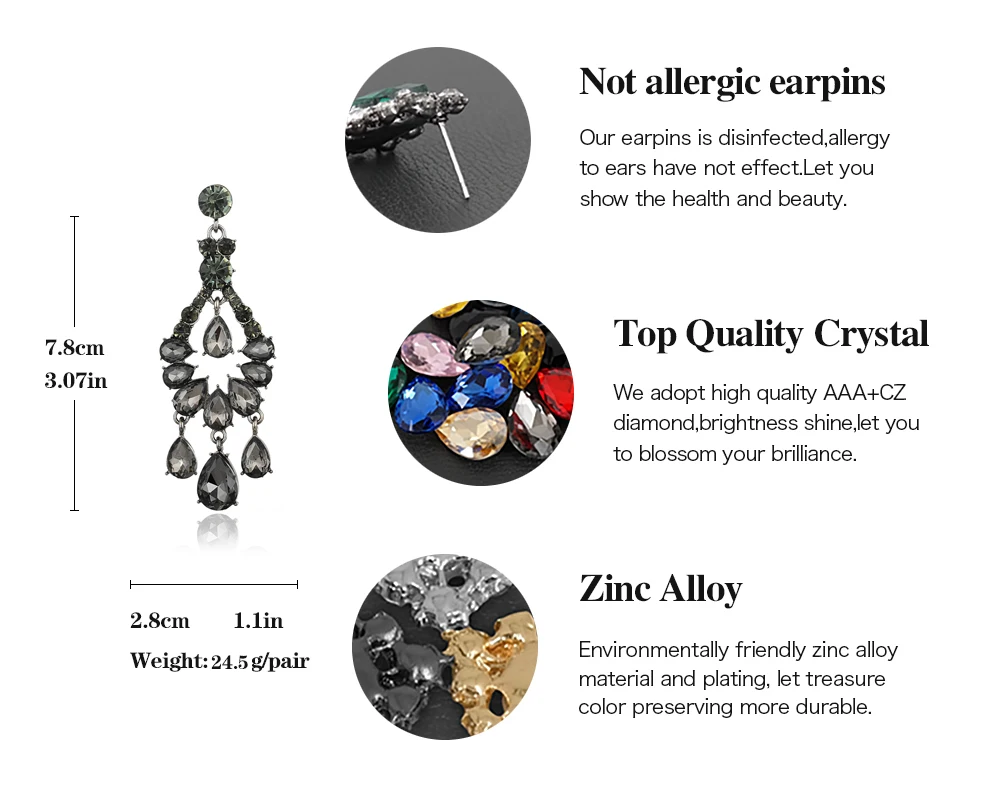 VEYO Brand Big Crystal Drop Earrings for Women Statement Jewelry For Wedding Trendy Long Pendant Luxury Dangle Earrings