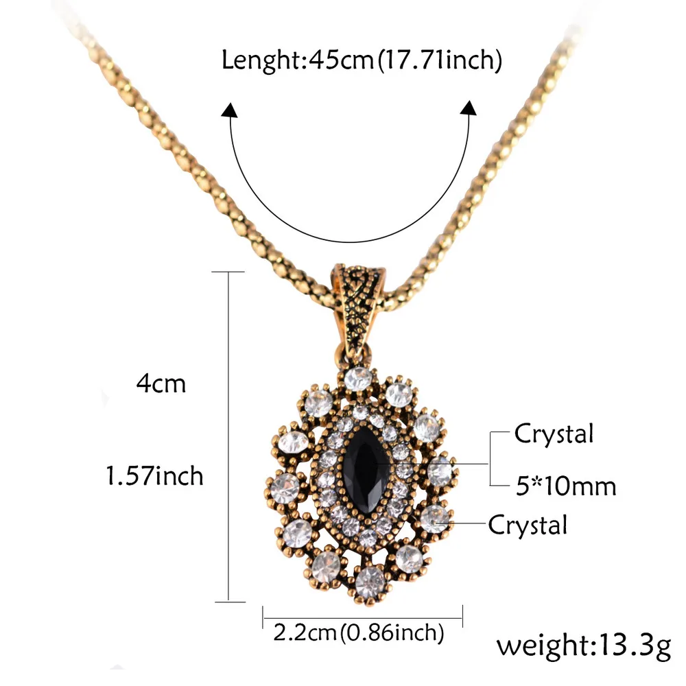 Joyme New Vintage Look Gold-Color Eye Wedding Turkish Jewelry Crystal Earring Ring Necklace Sets For Women Bijoux Femme