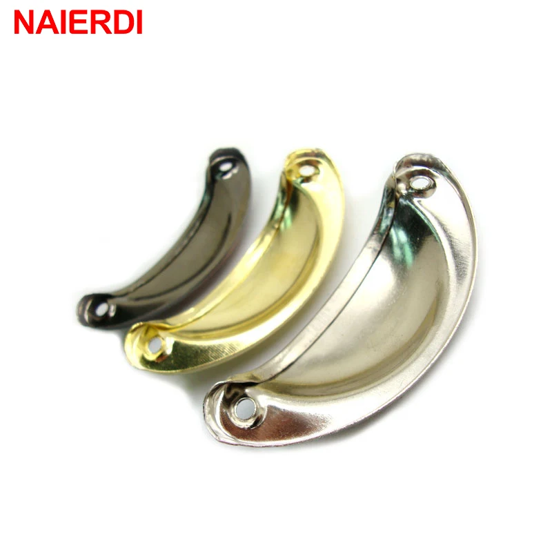 NAIERDI 2PCS Antique Handles Vintage Cabinet Knobs Retro Drawer Door Box Handle Cupboard Brass Frame Pull Furniture Hardware