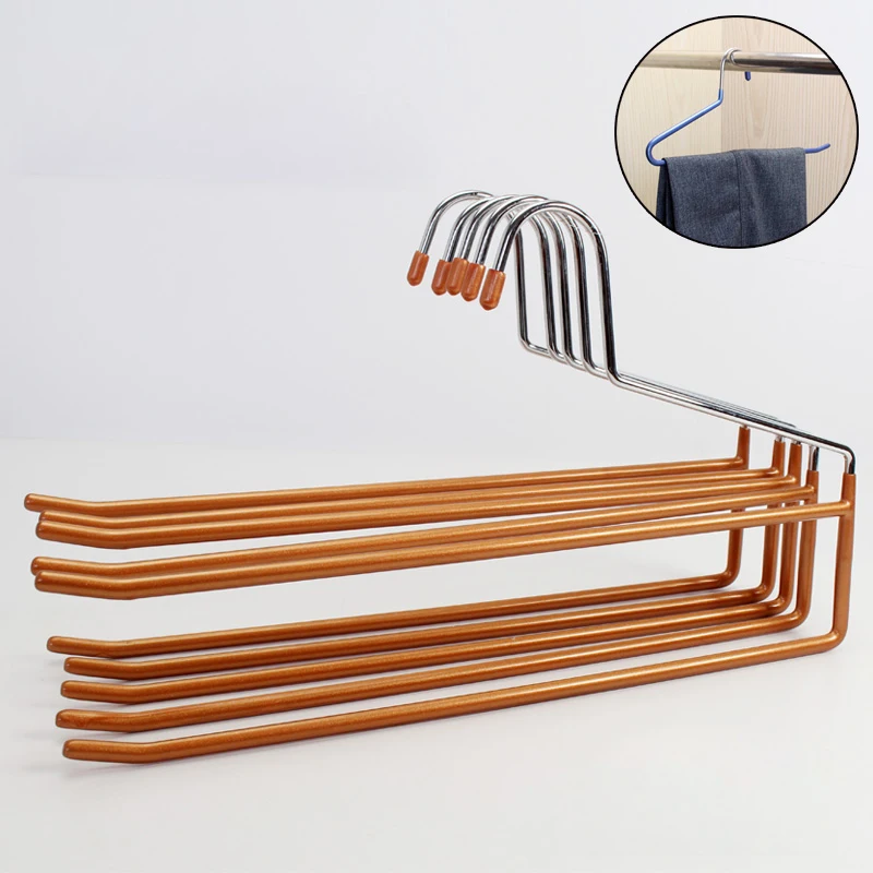 35cm 5 pcs/lot Bold Metal Trousers Hangers with Anti-skid Design Coated Pants Racks Without Marks Creative Hanger Clothes Towel