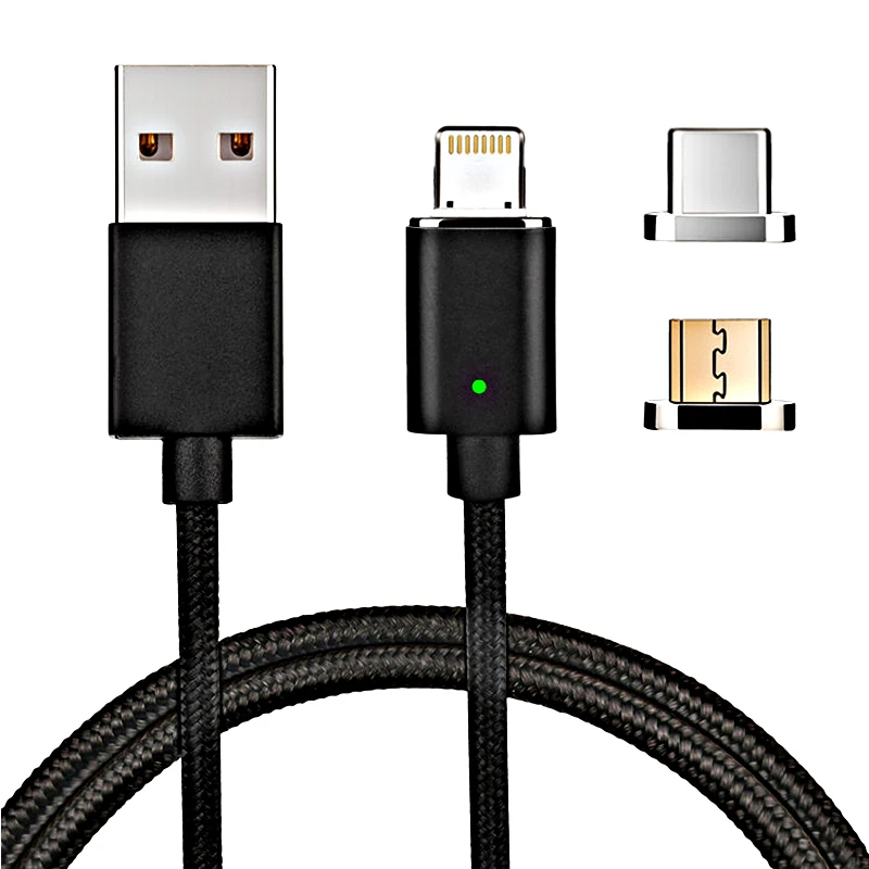 

3 in 1 micro usb cable magnet charge for phone fast charging wire magnetic case for iphone 6S samsung galaxy S9 huawei Honor 9