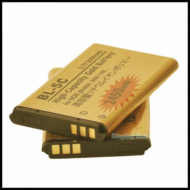 2PCS/LOT Golden BL-5C Battery BL5C Mobile Phone Battery For Nokia 2610 2600 2300 6230 6630 1100 N70 N71 Battery 5C BL5C