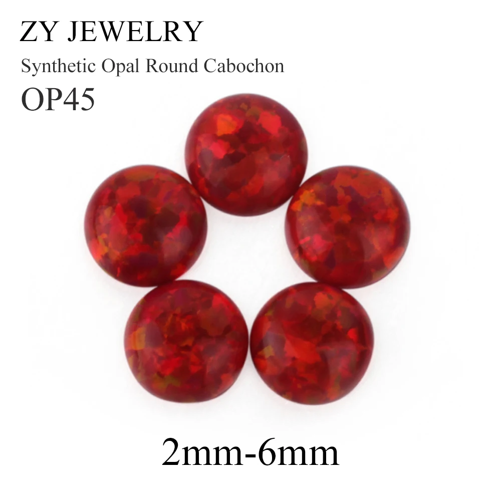 

Red Rucy Color Gems Round Cabochon 20 Pieces 1.5mm~10mm Loose Synthetic OP45 Opal Red Stone Free Shipping