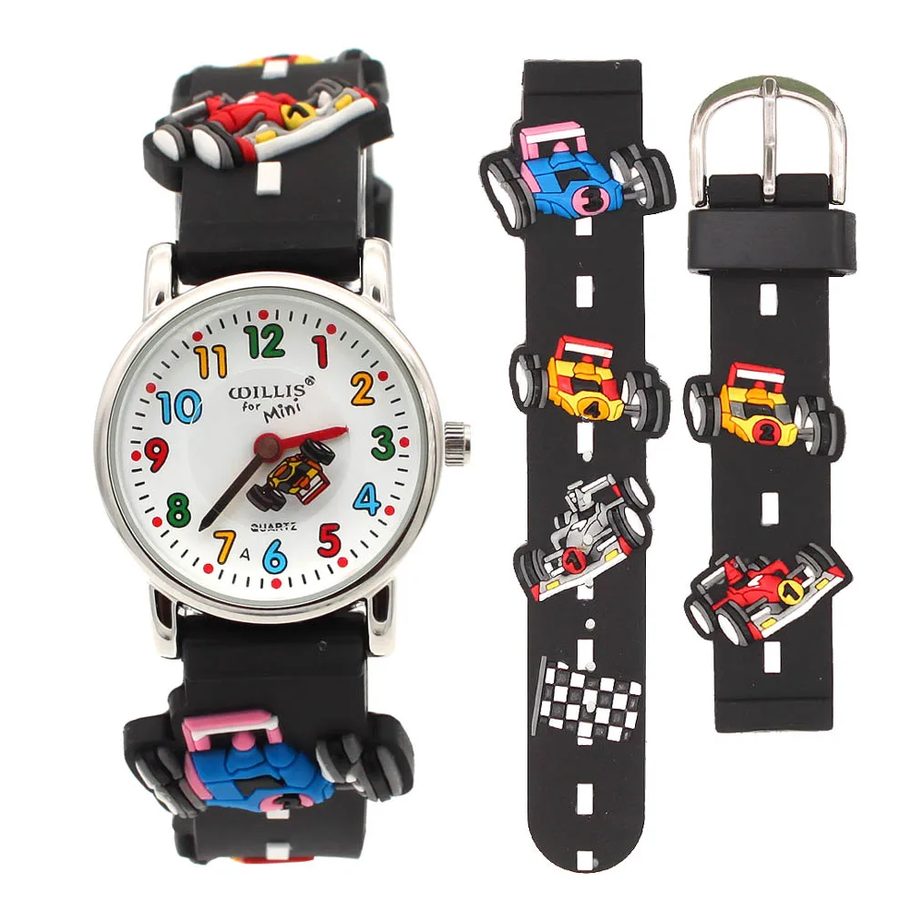 Filles montre dessin animé Bus dinosaure 3d Silicone enfants montre garçons fille montre à Quartz enfants montre de sport enfants cadeau étanche horloge