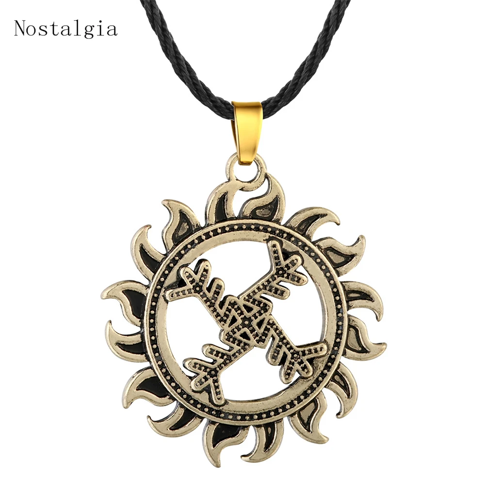 Kolovrat Slavic Amulet Wheel Pendant for Men Necklace Viking Rune FEHU ALGIZ Talisman Scandinavian Pendant Vintage Jewelry