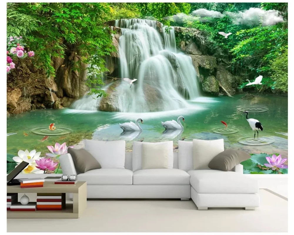 beibehang high fresco wallpapers three-dimensional landscape waterfall landscape 3D TV backdrop wall papel de parede 3d behang