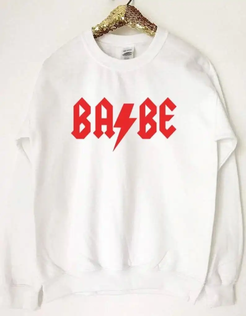 

Sugarbaby New Arrival Rock Babe Sweatshirt Heavy Metal Babe Jumper Babe Sweatshirt Rock Band Inspired Women Fashion Jumper