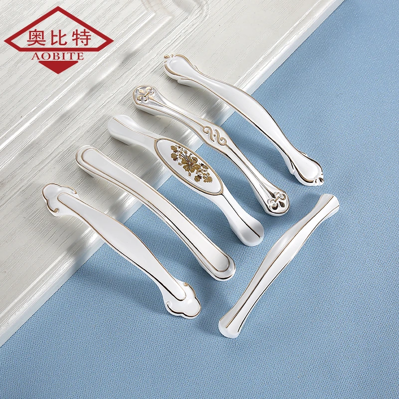 AOBITE White Cabinet Handles Lvory Kitchen Cupboard Door Pulls Drawer Knobs European Fashion Furniture Handle Hardware Wholesale