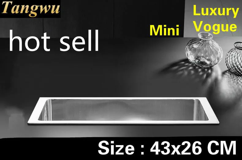 

Free shipping Apartment luxury wash vegetables kitchen manual sink single trough 304 stainless steel small 43x26 CM