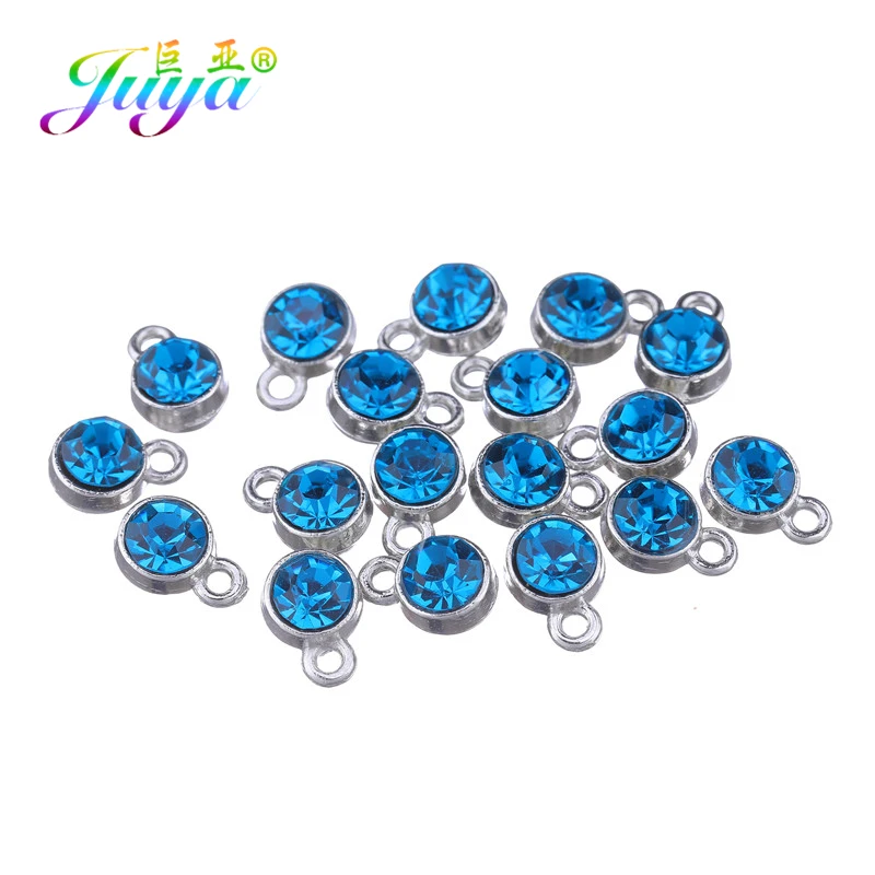 Juya 30pcs/lot Wholesale 12 Colors Cz Rhinestone Birthstone Charms Pendant For Handamde Pendant Birthday Jewelry Making Supplies