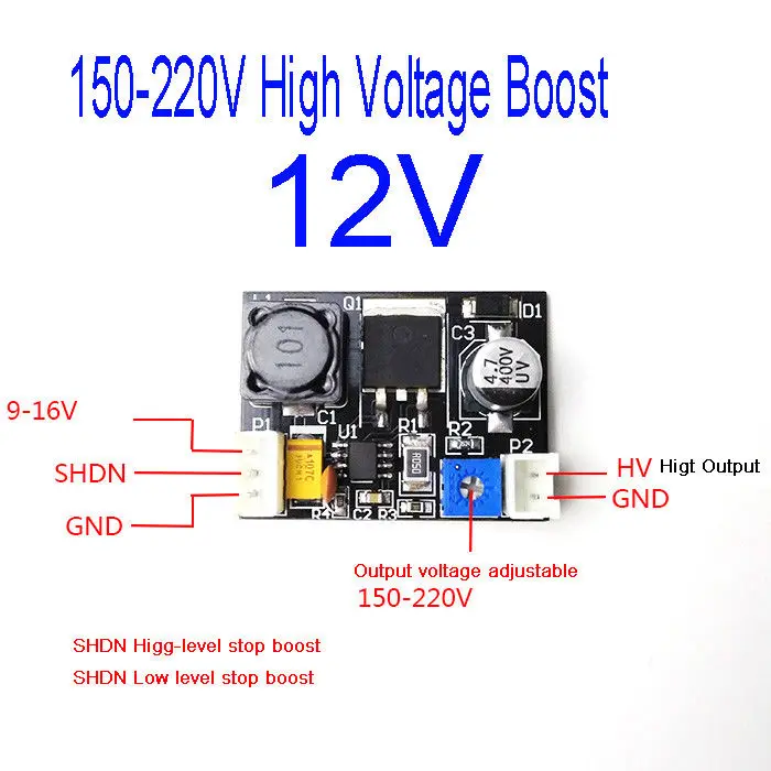 DYKB DC 12v to 170V 150v-220V High Voltage Boost DC Power Module for Nixie Tube Glow Magic Eye MAX1771