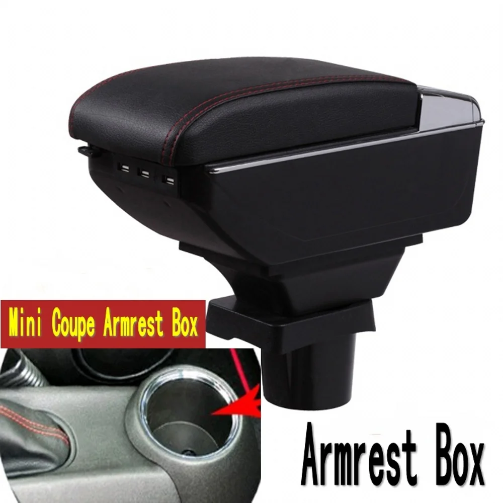 

BIGGEST SPACE+LUXURY+USB Car armrest box central Storage content box with cup holder USB FIT FOR MINI COUPE COOPER
