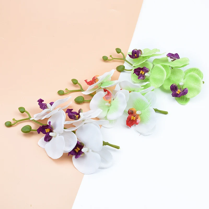 4 Stück Blumen plus 1 Stiel künstliche Blumen Heimdekoration Diy Zubehör dekorative Blumen Kranz Seide Schmetterling Orchidee Vase – Detail 14