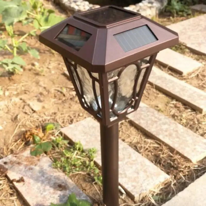 Pillar LED Solar Powered Outdoor Garden Lamps Lawn Pathway Lamp Coffee Aluminum Enclosure LED Yard Solar Lights-zebra crossing