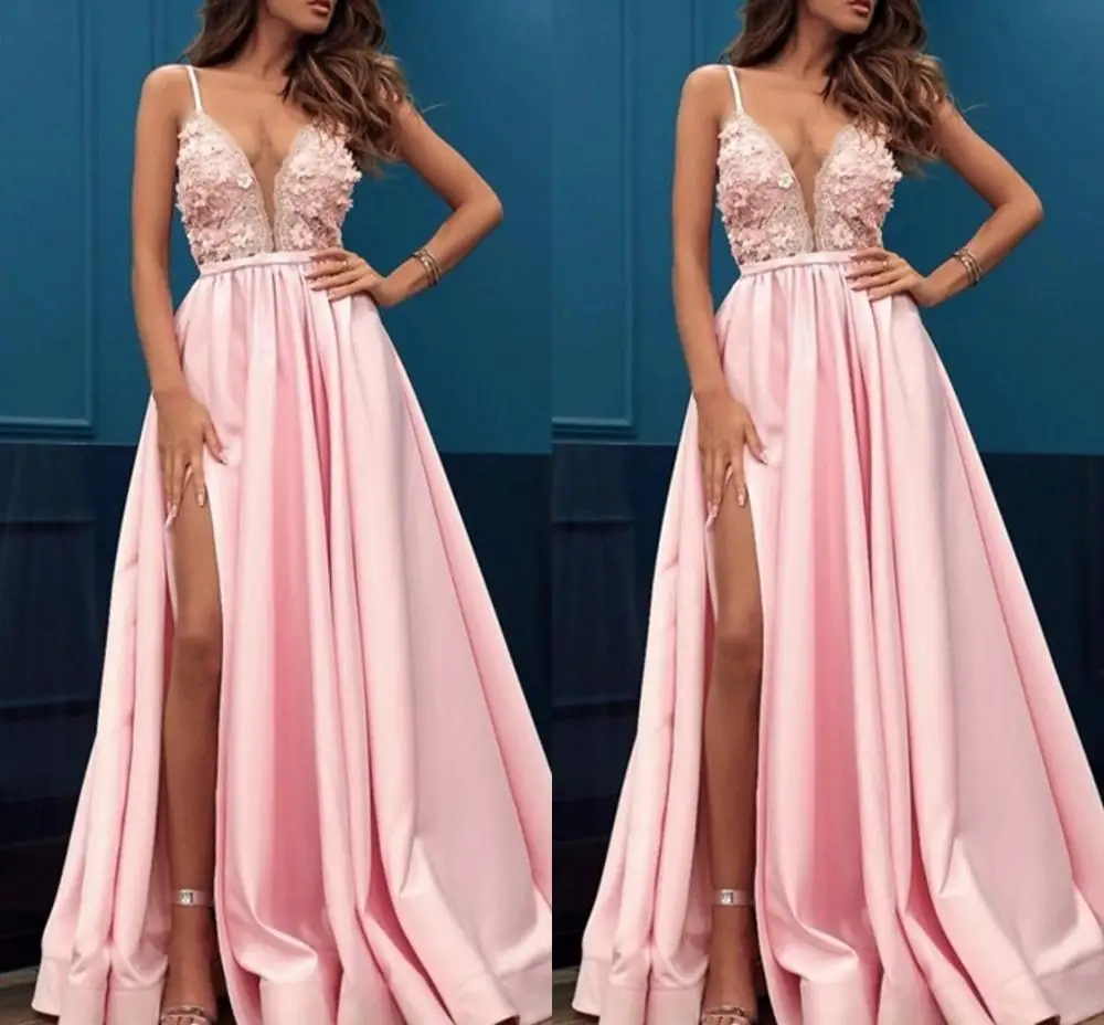 

Fashion Prom dress 2024 Lace A-line Womens Pageant Formal Party Gowns Vestido De Festa New Straps Applique