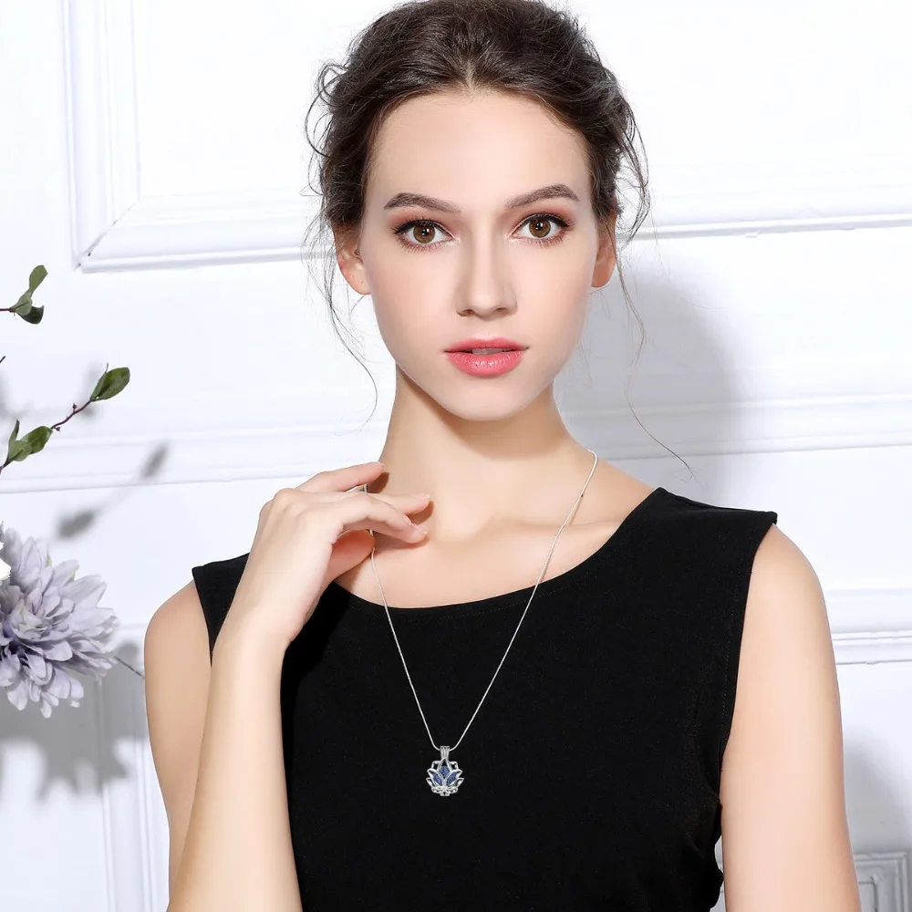 Eudora Volcanic Stone Necklace Aromatherapy Essential Oil Lava Stone Diffuser Necklace Jewelry for Women Girls Gift 14mm Cage