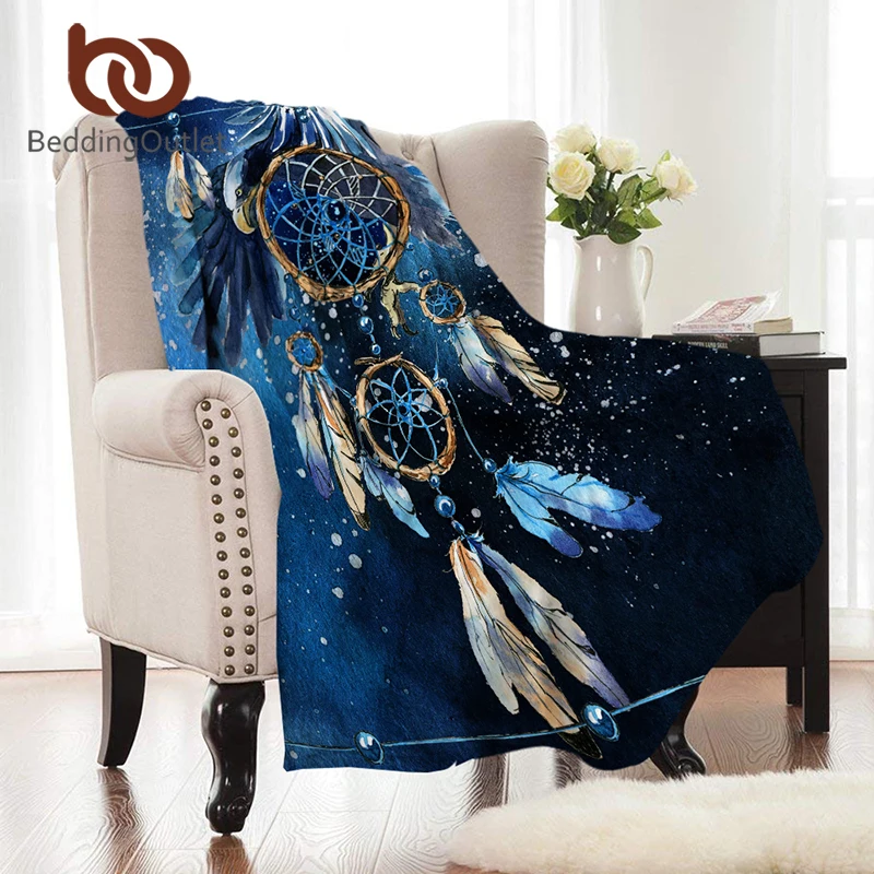 BeddingOutlet Dreamcatcher Collection Coral Fleece Blanket Moon Galaxy Soft Flannel Blanket for Beds Butterfly Warm Bedspreads