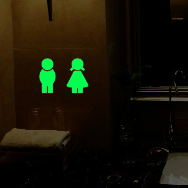 Bathroom Toilet Luminous Door Wall Sticker Glow In The Dark Home Decor Toilet Decoration Mural Art Decals Fluorescent Stickers