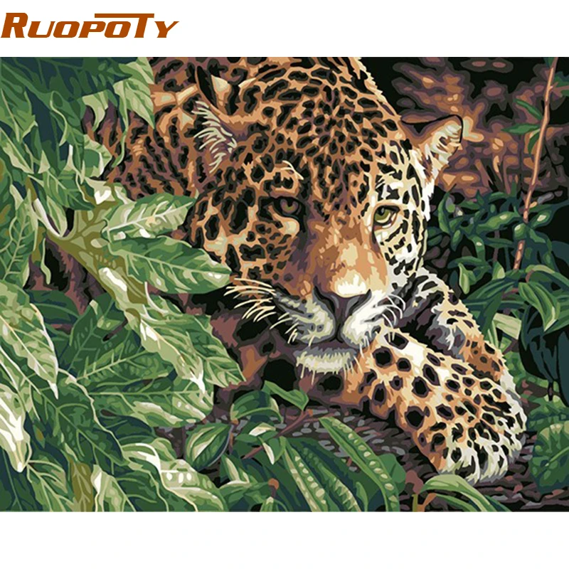 

RUOPOTY Animals DIY Painting By Numbers Handpainted Oil Painting Home Wall Art Picture For Living Room Artwork diy frame 40x50cm