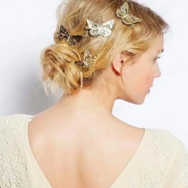 2017 Amazing Coming Gold Butterfly Hair Hair Accessories Clip Headband Hair Head Decoration Wedding Jewelry