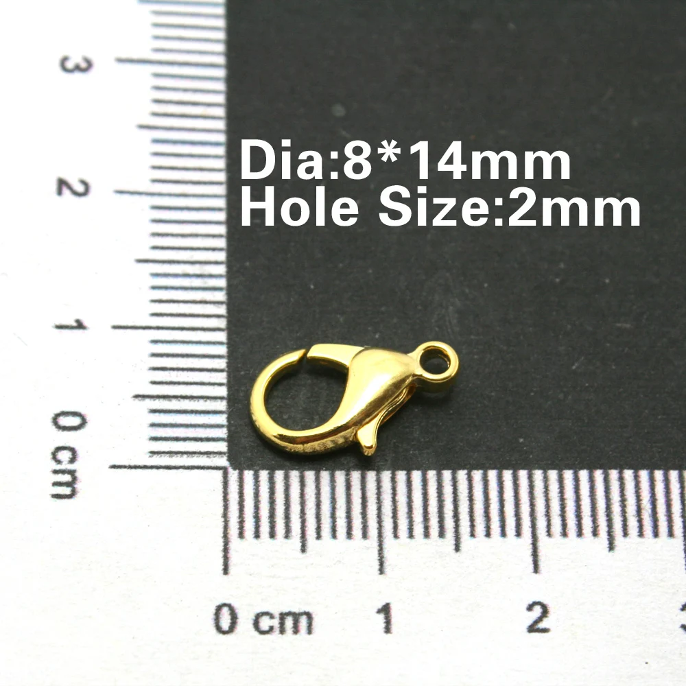 10Pcs/lot Gold Color Zinc Alloy Lobster Claw Clasps for Jewelry Necklaces Bracelet Making, Nickel Free (8x14mm)