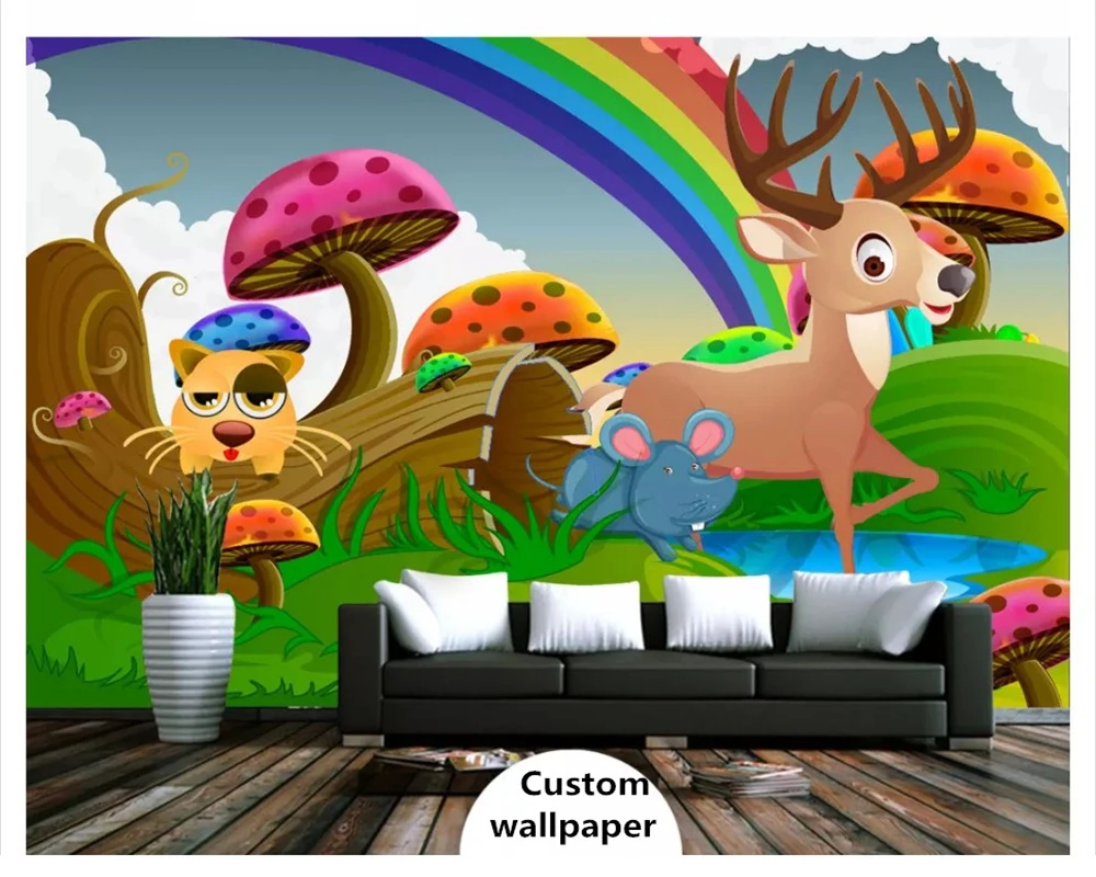 

beibehang senior wallpaper Nordic cartoon animal world deer children room design background wallpaper papel de parede papier