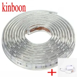 SMD 5050 RGB led strip flexible light 1M/2M/3M/4M/5M/6M/7M/8M/9M/10M With Power Plug 60leds/m Waterproof led light AC 220V