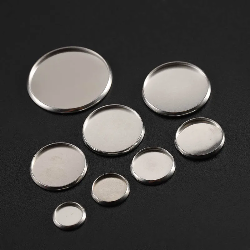 30pcs Stainless Steel Round Cameo Base Fit 6-30mm Blank Settings Cabochon Base Bezel Tray DIY Bracelet Necklace Jewelry Making