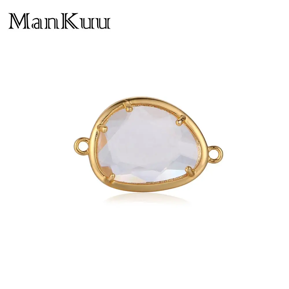 Mankuu Irregular Crystal Connector Gold Plating Connector Charms For Jewelry Making Translucent Colorful Connector Charm 5Pcs