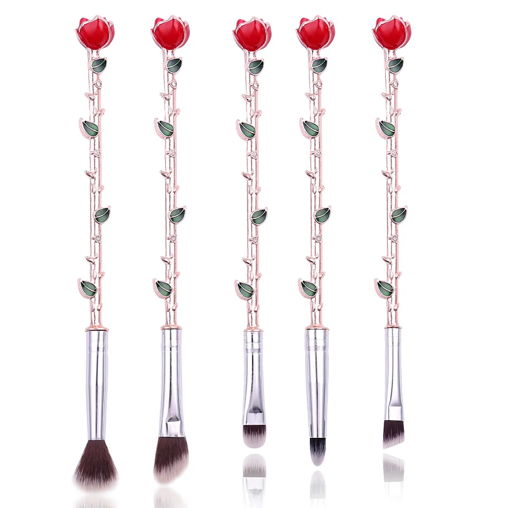 Beauty and the Beast Rose Flower Makeup Brushes Set Kit Cosmetic Brush Eyeshadow Eyebrow Foundation Brush Soft Synthetic Hair image 4