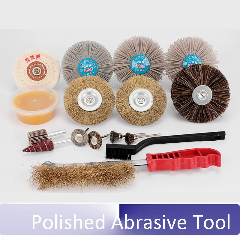 Polished flower heads Nylon abrasive wire polishing Polished Wire brush kit for Thuja Root carving Wood carving