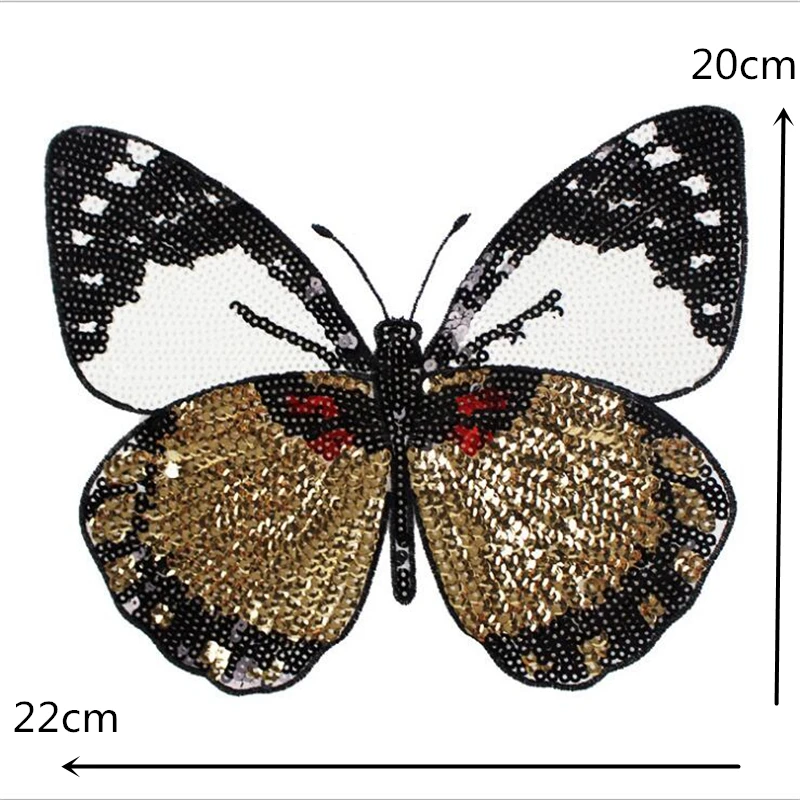 New Butterfly Embroidery lace applique paillette fabric sweater clothes patch stickers t-shirt diy decoration