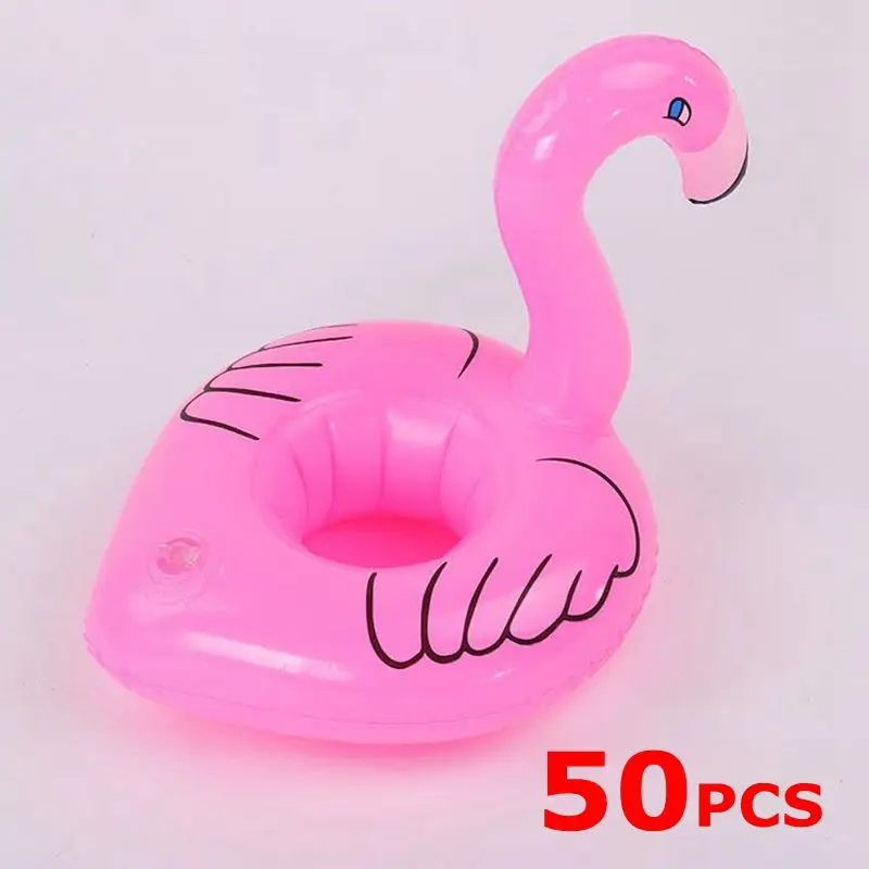 50 Pieces Inflatable Swim ring Floating Flamingo Cup Holder Pool Drink Holders Water Toys For Baby Swimming Pool Toys