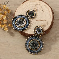 Badu Vintage Handmade Double Round Japanese Seed Beads Crochet Dangle Earrings for Women Christmas Jewelry Gift Wholesale